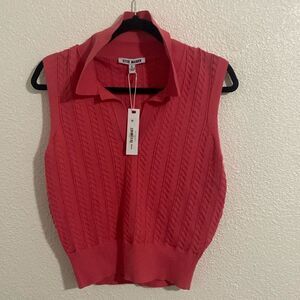 NWT-Steve Madden-Pointell polo sweater Tank- Fruit Dove color (pink)-Size Large